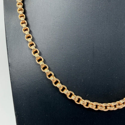 COLLANA ORO 18KT GIALLO Anelli Zigrinati Doppia Chiusura 16.75 gr