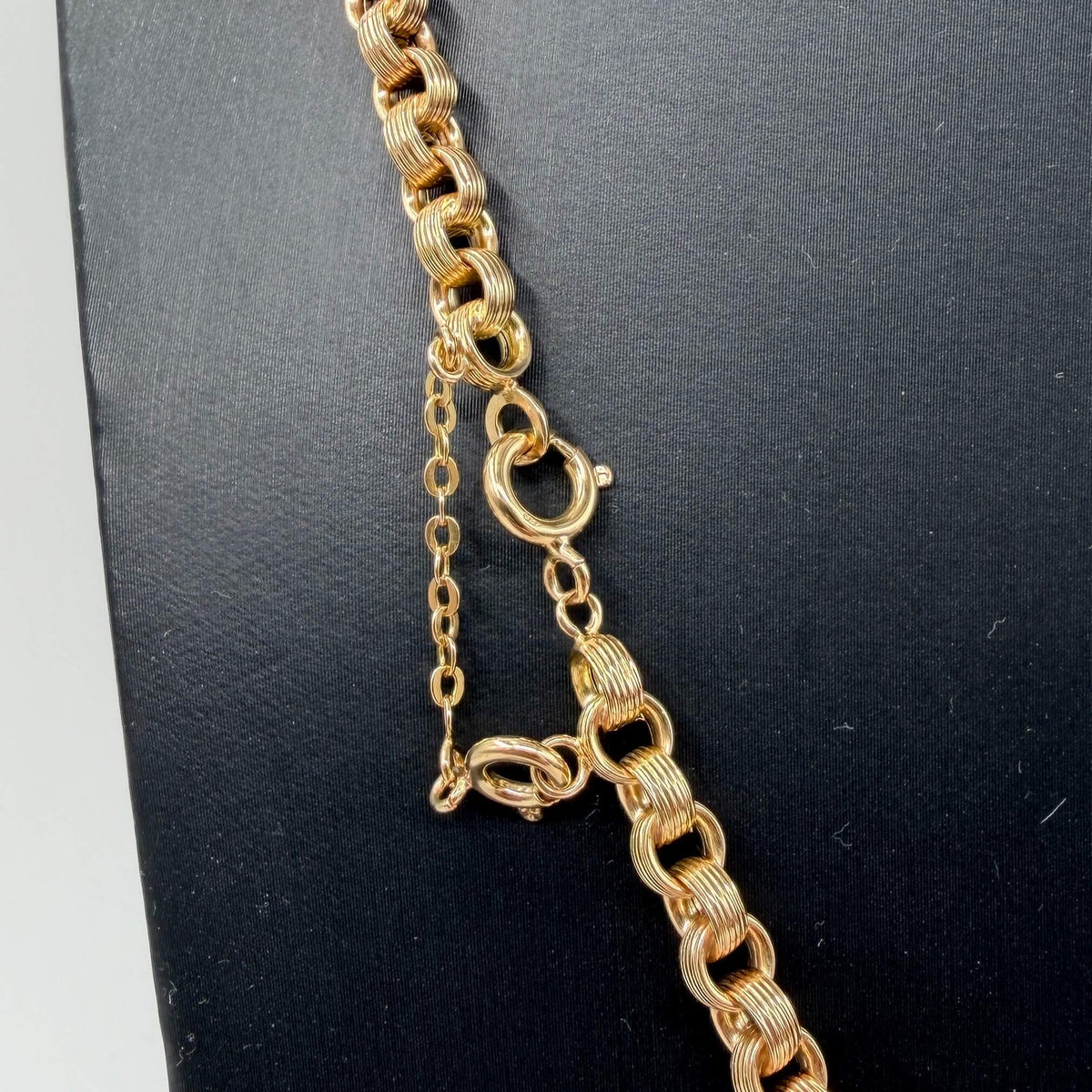 COLLANA ORO 18KT GIALLO Anelli Zigrinati Doppia Chiusura 16.75 gr