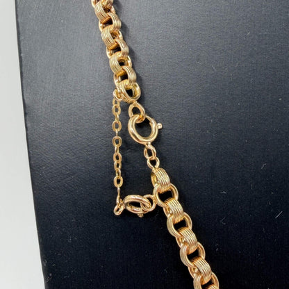 COLLANA ORO 18KT GIALLO Anelli Zigrinati Doppia Chiusura 16.75 gr
