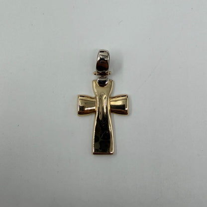 CIONDOLO ORO 18KT BICOLOR Croce Ansata 3.98 gr