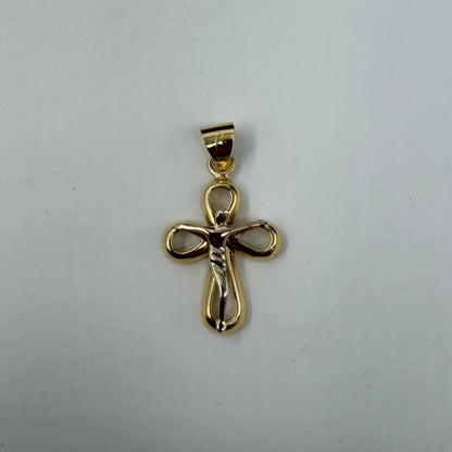 CIONDOLO ORO 18KT BICOLOR Croce Traforata 5.26 gr
