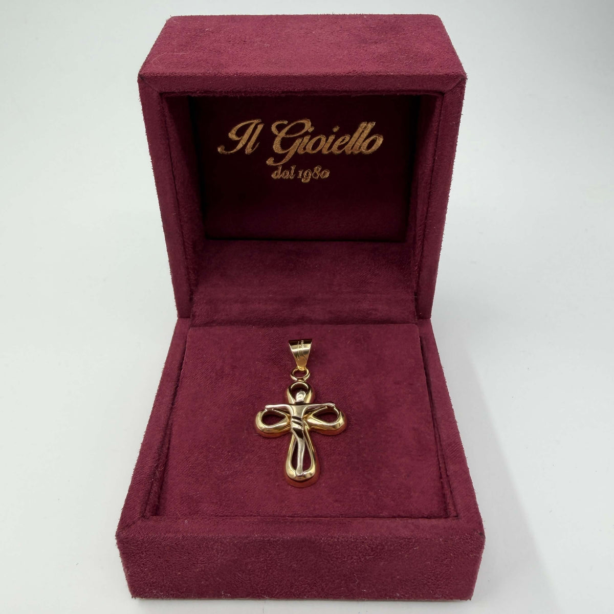 CIONDOLO ORO 18KT BICOLOR Croce Traforata 5.26 gr