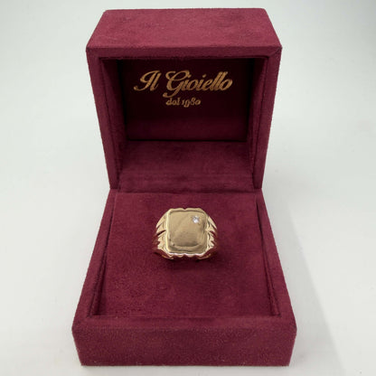 ANELLO ORO 18KT GIALLO Testa Piatta CON DIAMANTE NATURALE VS/G DA 0.03CT 12.99 gr