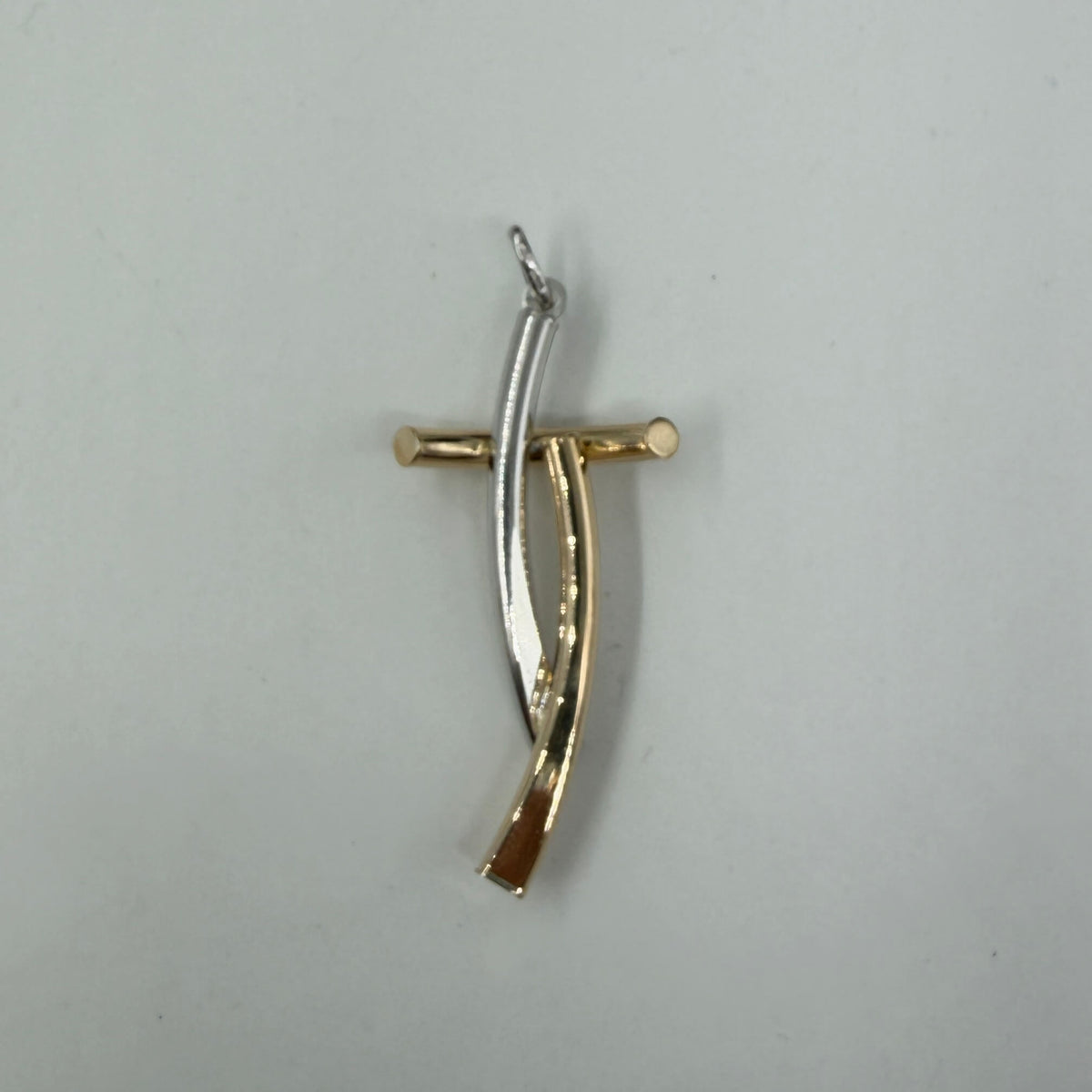 CIONDOLO ORO 18KT BICOLOR croce tubolare 1.82 gr