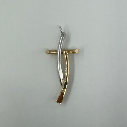 CIONDOLO ORO 18KT BICOLOR croce tubolare 1.82 gr