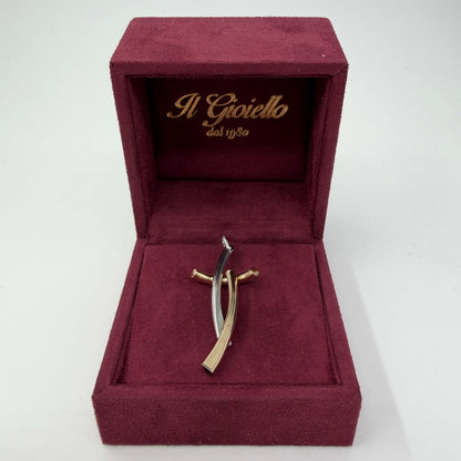CIONDOLO ORO 18KT BICOLOR croce tubolare 1.82 gr
