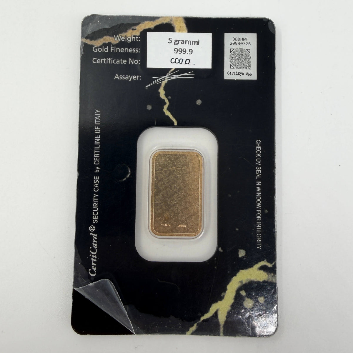 LINGOTTO ORO 24KT  5 gr