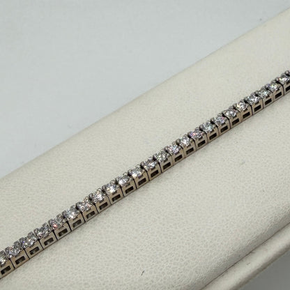 BRACCIALE ORO 18KT BIANCO Tennis CON DIAMANTI NATURALI VS-SI / F-H DA 3.70CT 13.20 gr