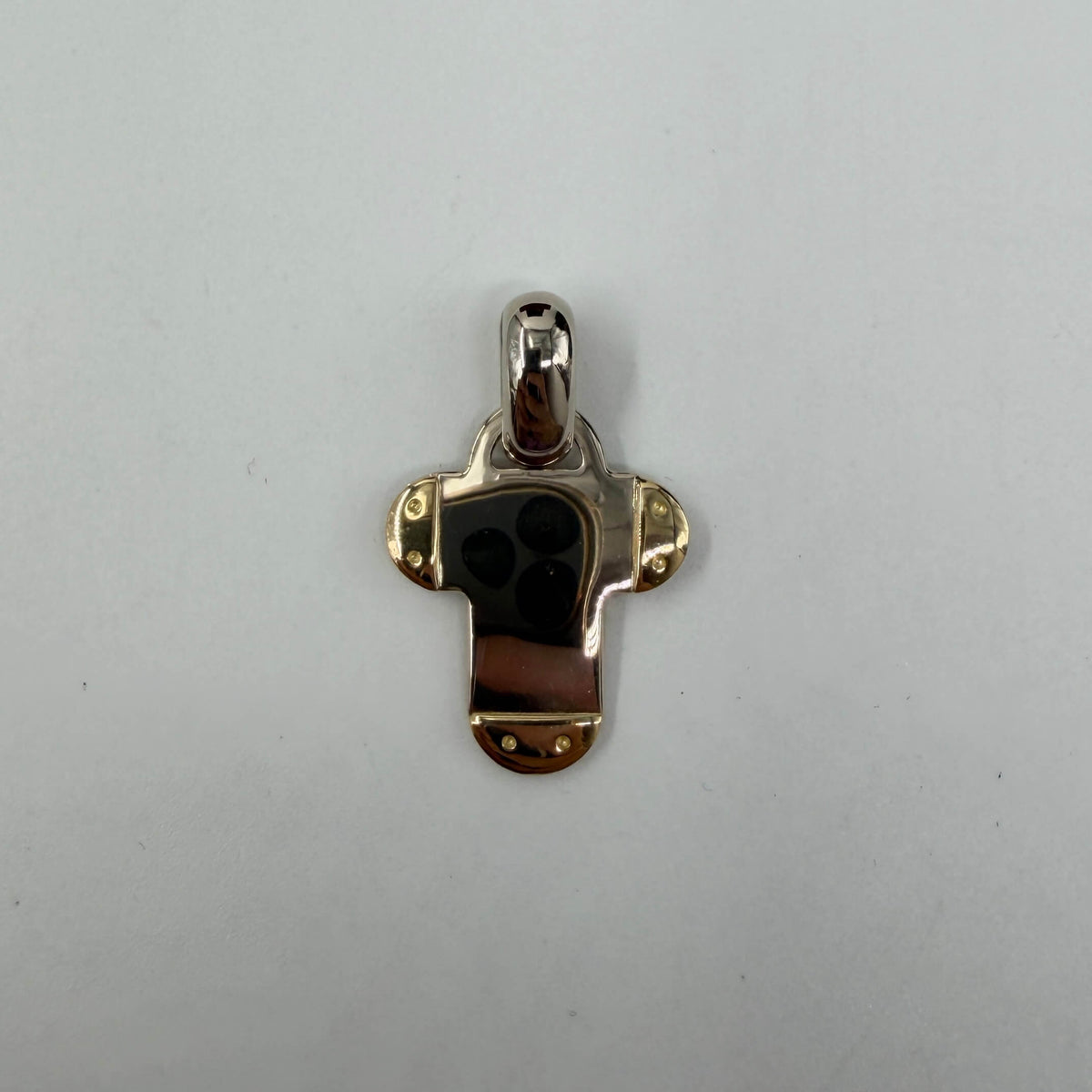 CIONDOLO ORO 18KT BICOLOR Croce Piatta 5.61 gr