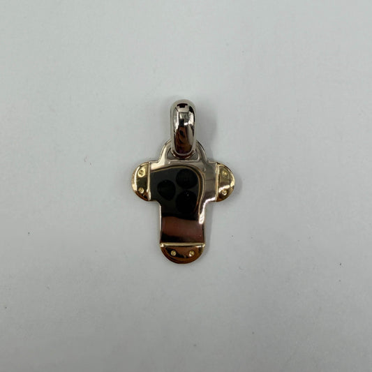 CIONDOLO ORO 18KT BICOLOR Croce Piatta 5.61 gr