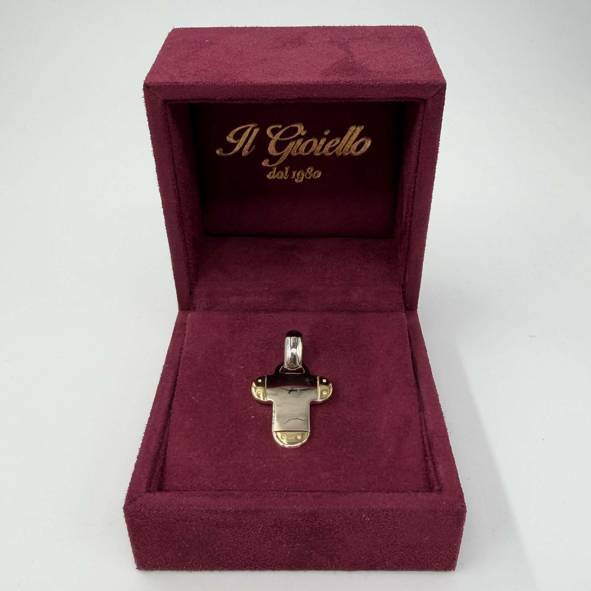 CIONDOLO ORO 18KT BICOLOR Croce Piatta 5.61 gr