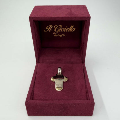 CIONDOLO ORO 18KT BICOLOR Croce Piatta 5.61 gr