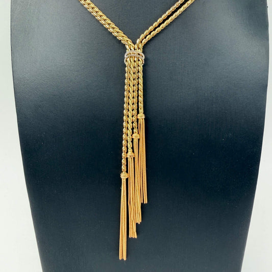 COLLANA ORO 18KT BICOLOR Collier Multifilo Pendente 28.51 gr