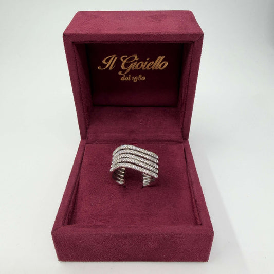 ANELLO ORO 18KT BIANCO 4 Onde con Diamanti Naturali VS/G da 1.00ct 12.94 gr