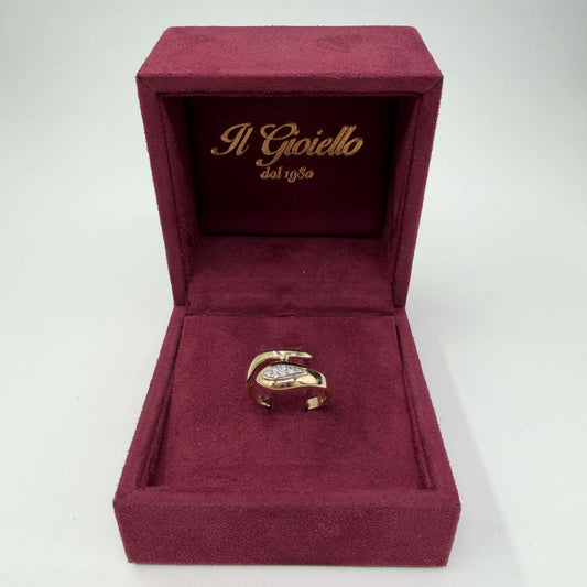 ANELLO ORO 18KT BICOLOR Serpente con Diamanti Naturali VS/G da 0.06ct 3.32 gr