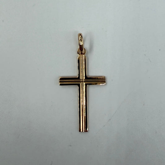 CIONDOLO ORO 18KT GIALLO Croce Rigata 1.32 gr