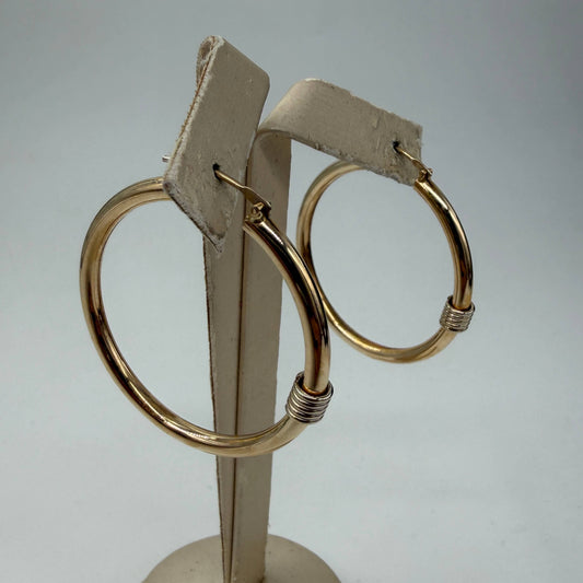 ORECCHINI ORO 18KT BICOLOR Schione Tubolari 7.56 gr
