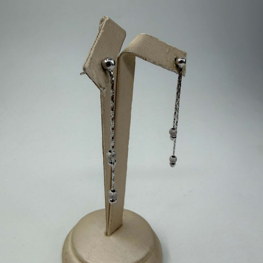 ORECCHINI ORO 18KT BIANCO Pendenti Con Sfere 3.03 gr