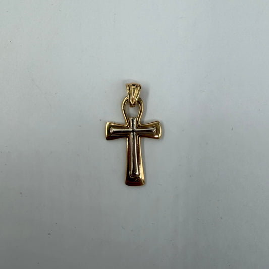 CIONDOLO ORO 18KT BICOLOR Croce Due Toni 3.83 gr