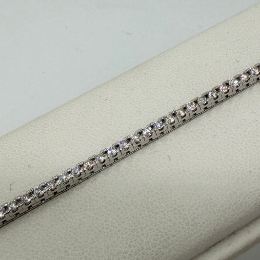BRACCIALE ORO 18KT BIANCO Tennis con Diamanti Naturali VS/G 10.74 gr