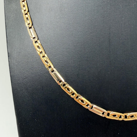COLLANA ORO 18KT BICOLOR Ovali Bianchi e Infiniti Gialli 21.12 gr