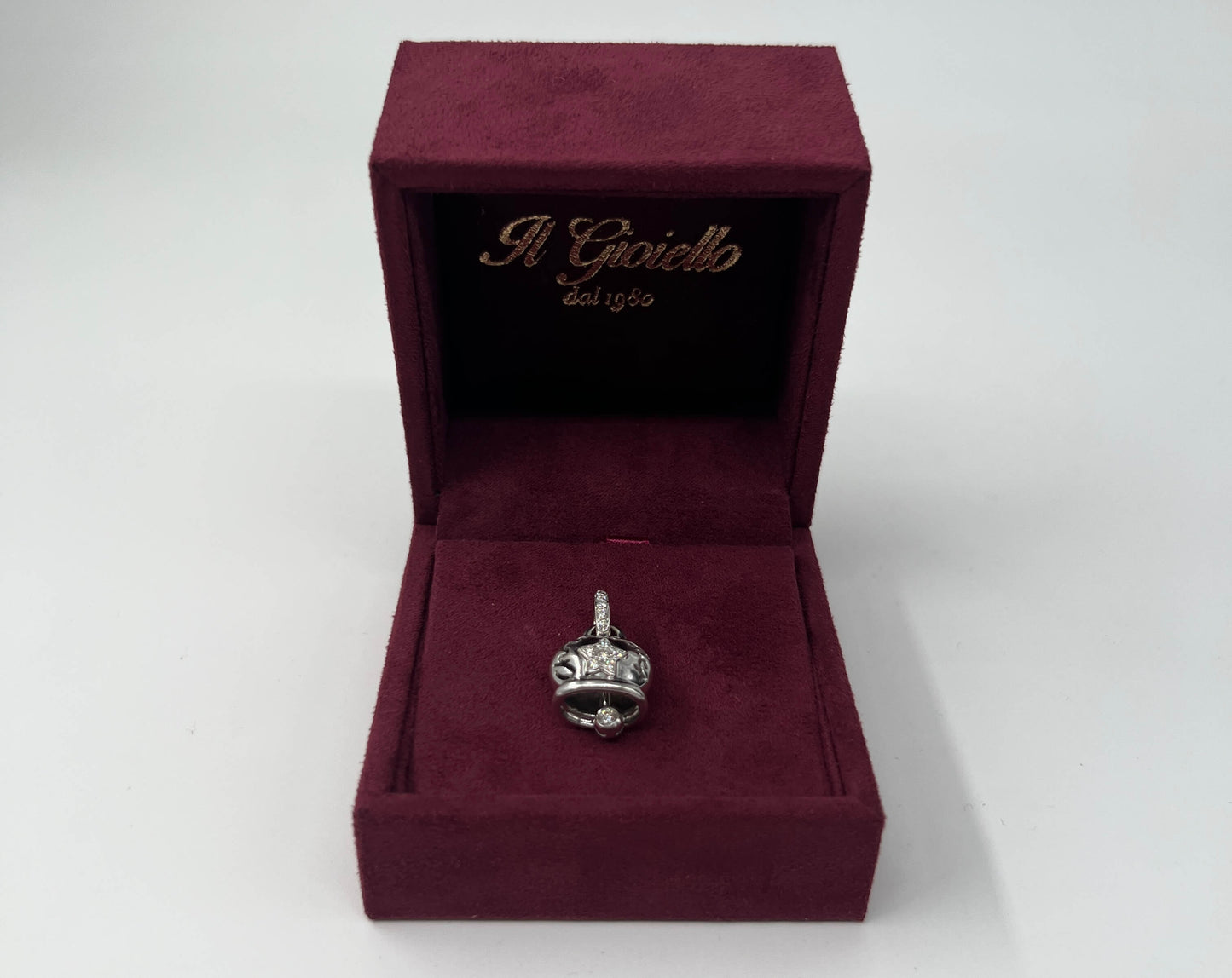 CIONDOLO ORO 18KT BIANCO CON DIAMANTI