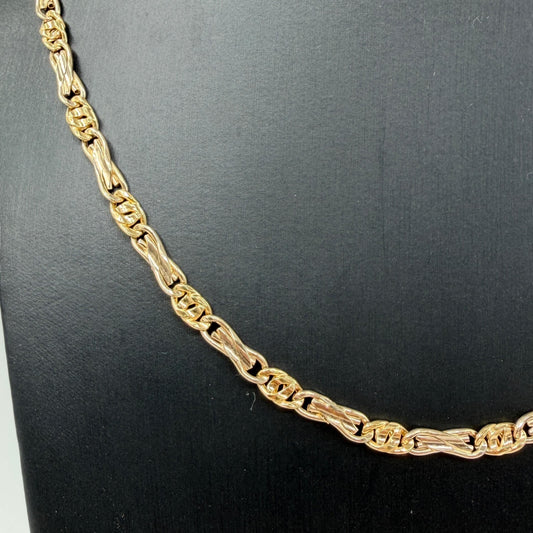 COLLANA ORO 18KT BICOLOR Infiniti Bianchi e Doppi Cerchi Gialli 12.10 gr
