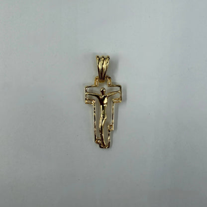 CIONDOLO ORO 18KT GIALLO Croce Con Cornice e Corpo 3.67 gr