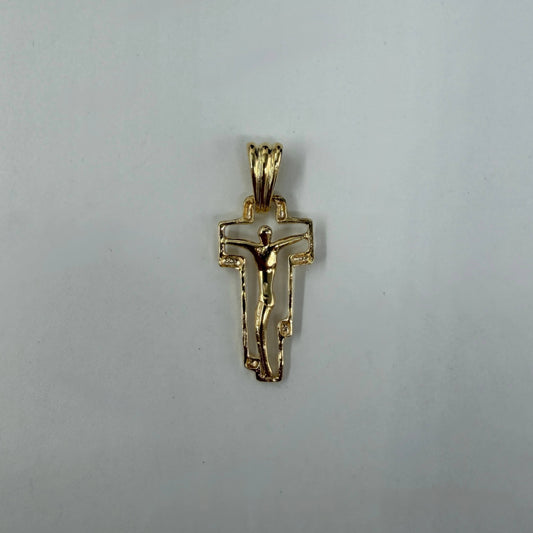 CIONDOLO ORO 18KT GIALLO Croce Con Cornice e Corpo 3.67 gr