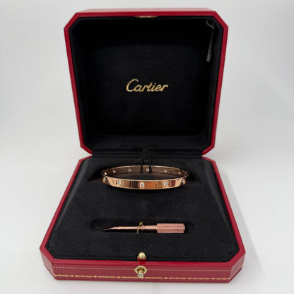 BRACCIALE ORO 18KT ROSA Cartier Love Classico 10 Diamanti con Diamanti Naturali da 0.96ct 31.92 gr