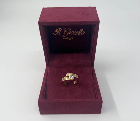 ANELLO IN ORO 18KT BICOLOR CON DIAMANTE