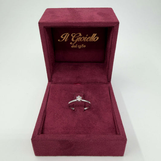 ANELLO ORO 18KT BIANCO Solitario con Diamante Naturale VS/F da 0.15ct 1.87 gr