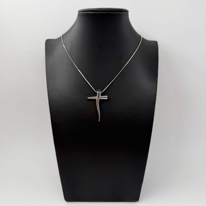 COLLANA ORO 18KT BIANCO Veneziana Con Ciondolo Croce 8.77 gr