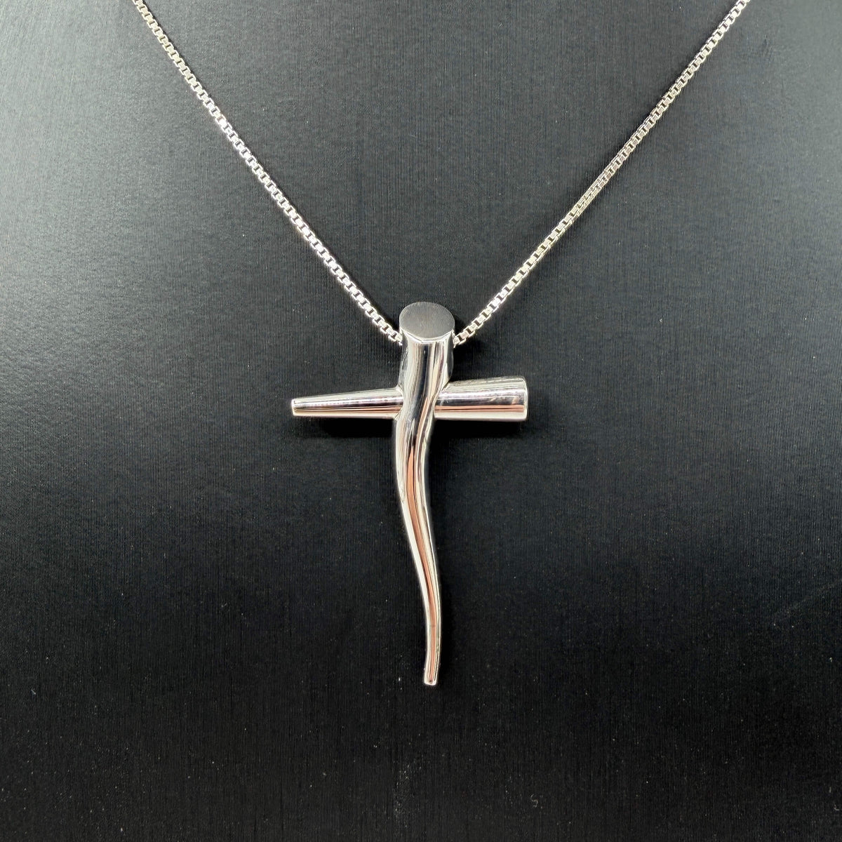 COLLANA ORO 18KT BIANCO Veneziana Con Ciondolo Croce 8.77 gr