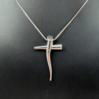COLLANA ORO 18KT BIANCO Veneziana Con Ciondolo Croce 8.77 gr