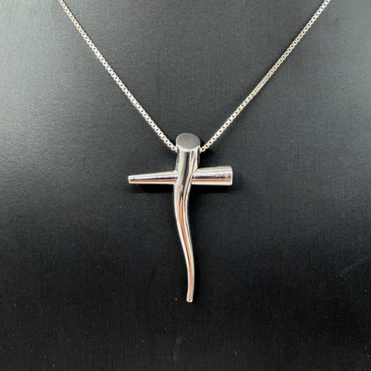 COLLANA ORO 18KT BIANCO Veneziana Con Ciondolo Croce 8.77 gr