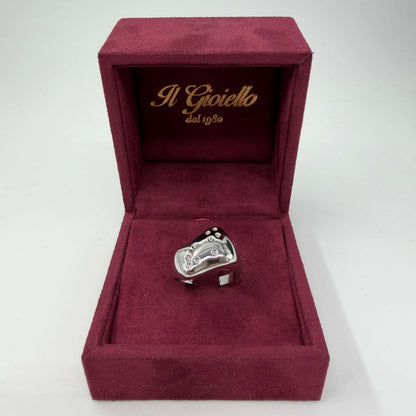 ANELLO ORO 18KT BIANCO Chunky con Diamanti Naturali VS/G da 0.09ct 8.63 gr