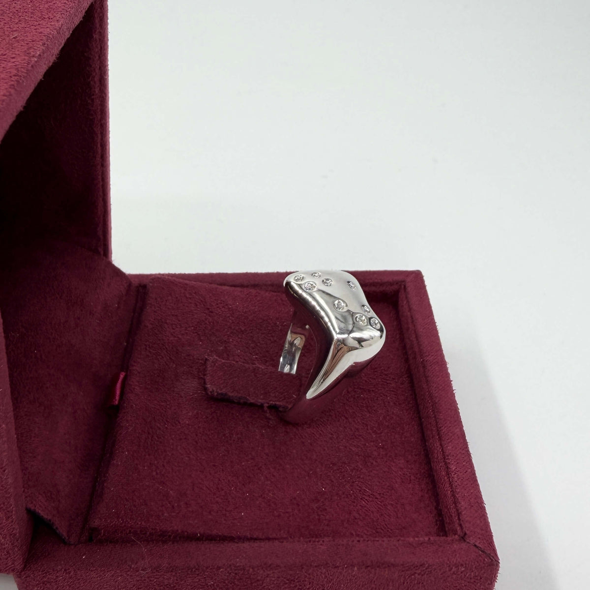 ANELLO ORO 18KT BIANCO Chunky con Diamanti Naturali VS/G da 0.09ct 8.63 gr