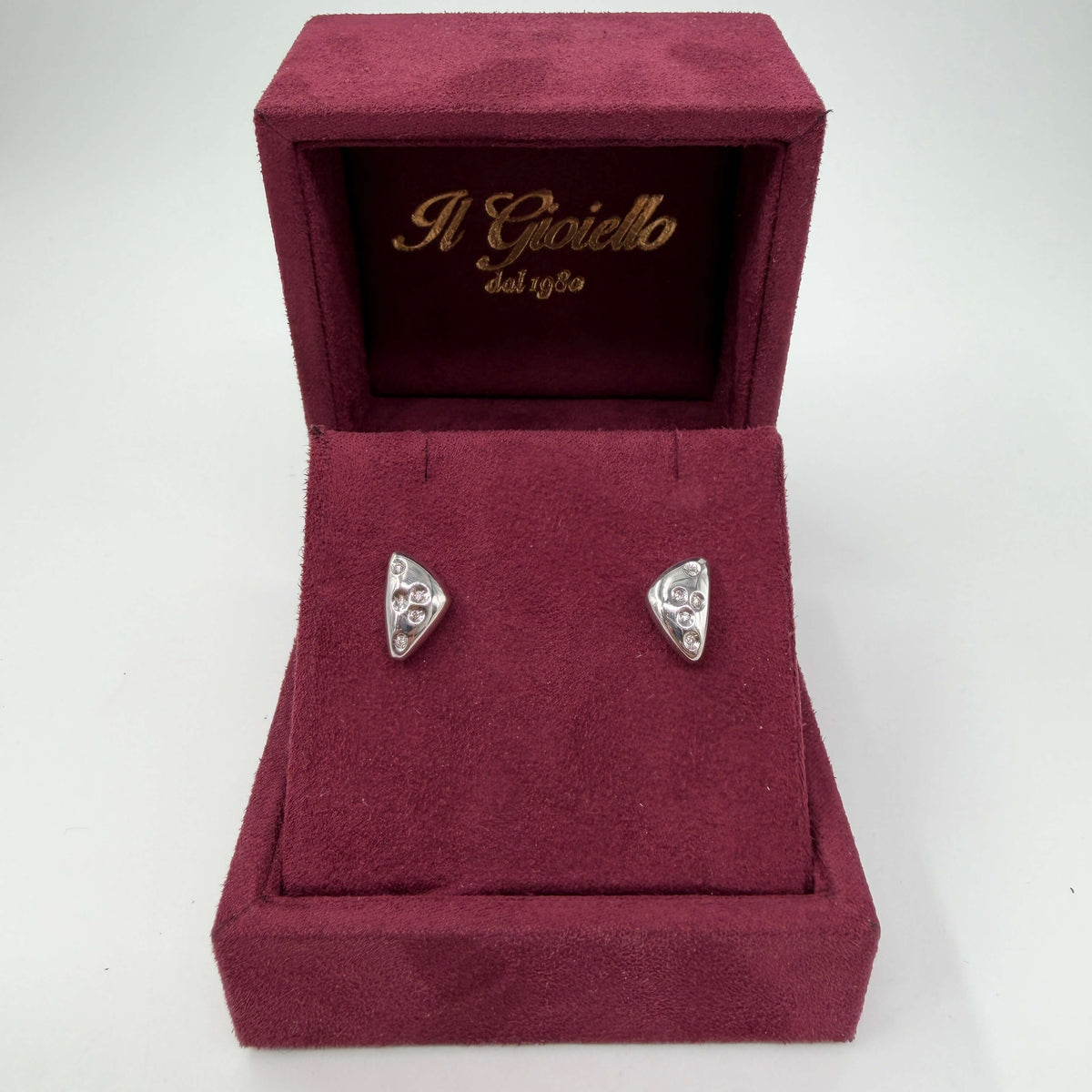 ORECCHINI ORO 18KT BIANCO Chunky con Diamanti Naturali VS/G da 0.10ct 2.94 gr