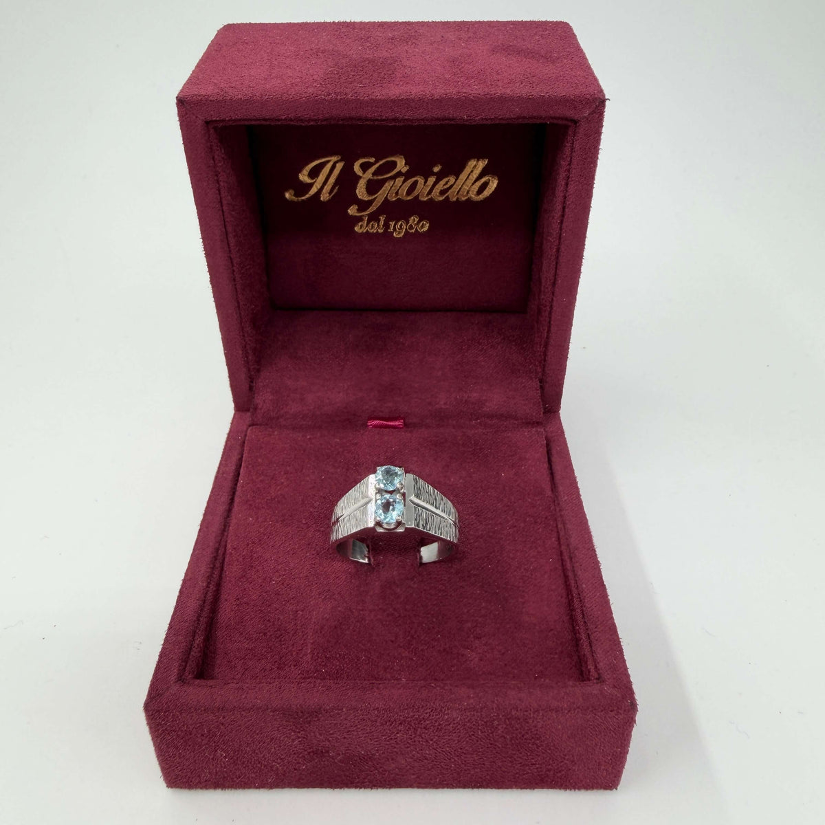 ANELLO ORO 18KT BIANCO con Acquamarine Naturali da 0.50ct 5.93 gr