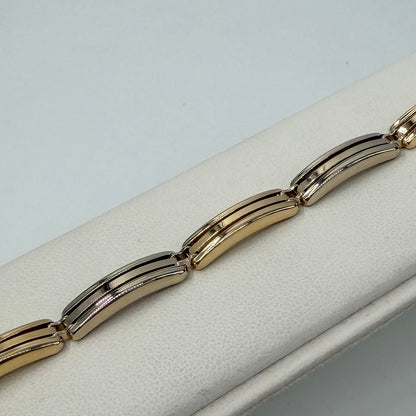 BRACCIALE ORO 18KT BICOLOR Semirigido Rettangoli 14.33 gr