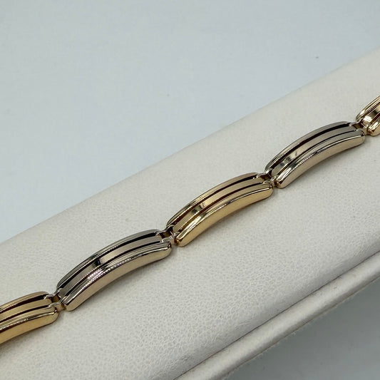 BRACCIALE ORO 18KT BICOLOR Semirigido Rettangoli 14.33 gr