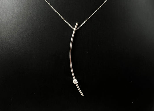 COLLANA ORO 18KT BIANCA CON DIAMANTE