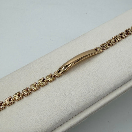 BRACCIALE ORO 18KT GIALLO Rettangoli con Piastrina 8.12 gr