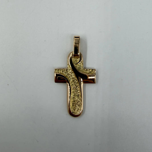 CIONDOLO ORO 18KT GIALLO Croce Onda 6.51 gr