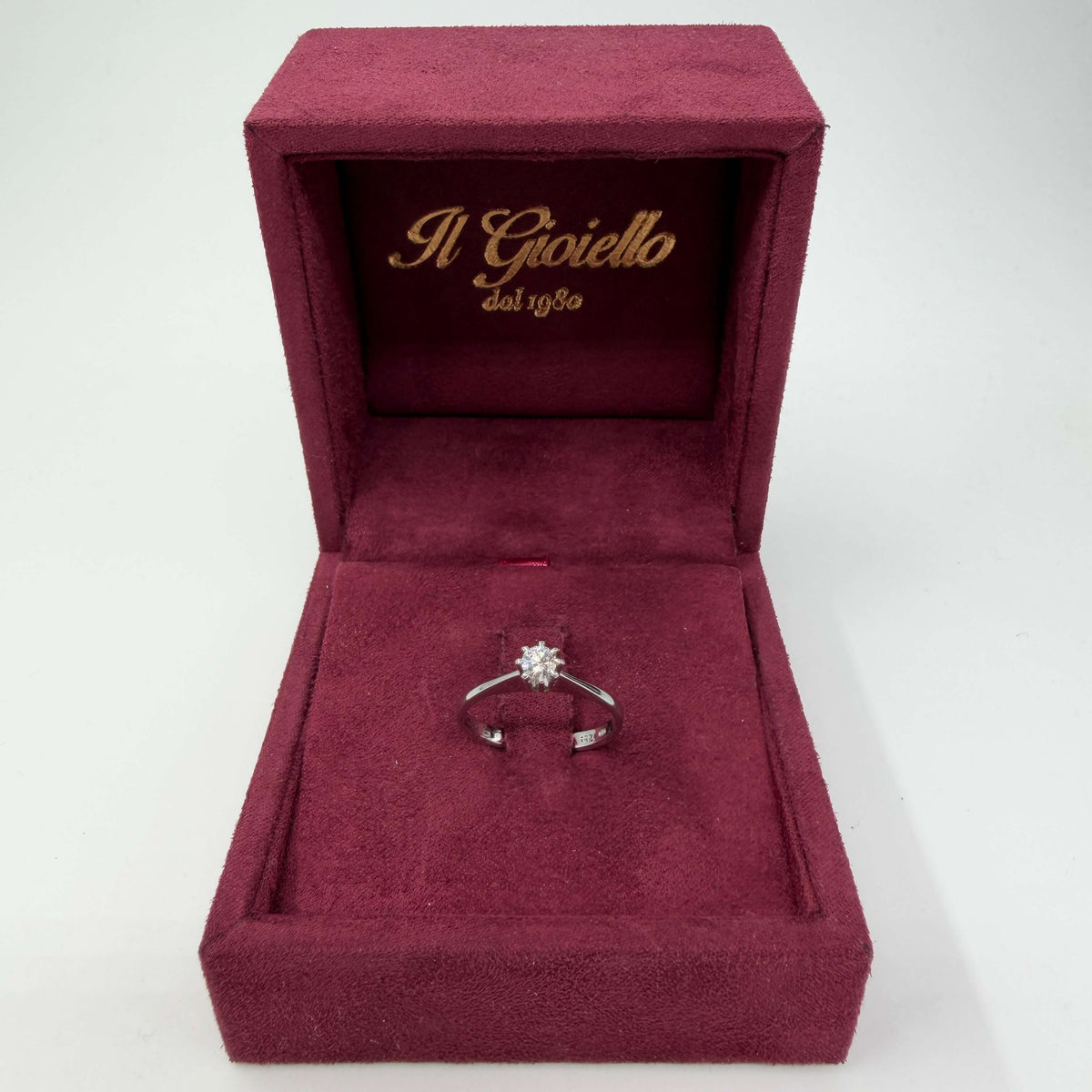 ANELLO ORO 18KT BIANCO Solitario con Diamante Naturale VS/G da 0.20ct 2.10 gr