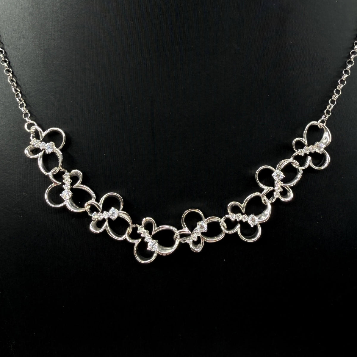 COLLANA ORO 18KT BIANCO Collier Farfalle 11.26 gr