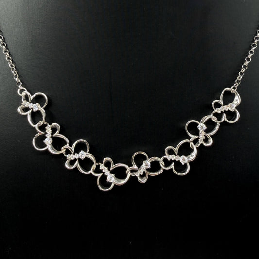 COLLANA ORO 18KT BIANCO Collier Farfalle 11.26 gr