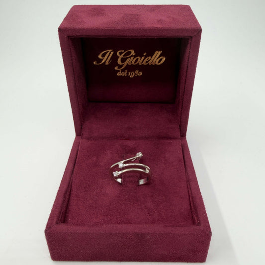 ANELLO ORO 18KT BIANCO Trilogy con Diamanti Naturali VS/G da 0.06ct 3.53 gr
