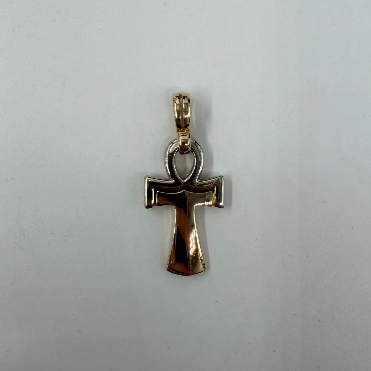 CIONDOLO ORO 18KT BICOLOR Croce Egizia 5.57 gr